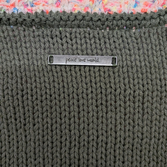 Peace Love World Olive Green Knit Sweater - Picture 3 of 4